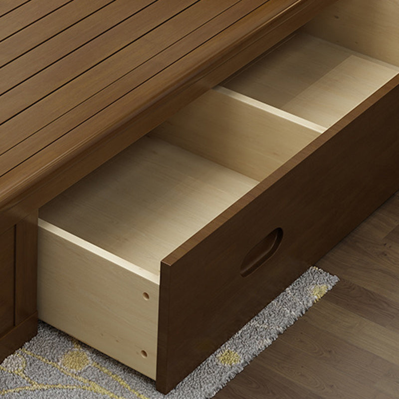 Traditioneel dennenhout met hoofdenrectangulair paneelpaneelbed