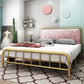 Contemporary Metal Panel Upholstered Headboard with Metal Legs Bed Frame