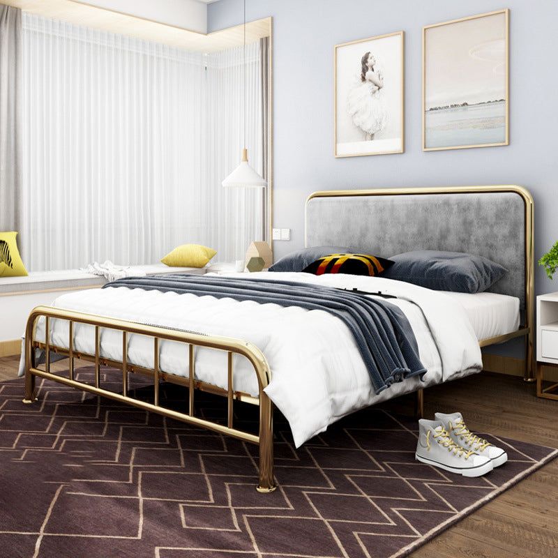 Hedendaags metalen paneel gestoffeerd hoofdeinde met metalen benen bedframe