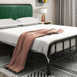Contemporary Metal Panel Upholstered Headboard with Metal Legs Bed Frame