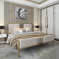 Contemporary Metal Upholstered Headboard Rectangular Slat Bed