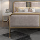 Contemporary Metal Upholstered Headboard Rectangular Slat Bed