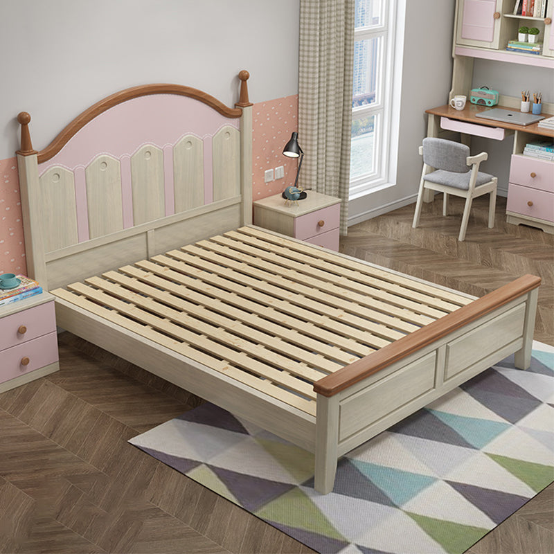 84,65-inch breed traditioneel bedframe dennenhoutbed met hoofdeinde