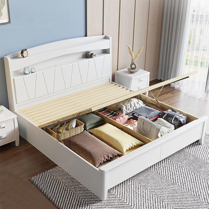 Modern Wood Bed Bookcase Included Standard Bed with Headboard