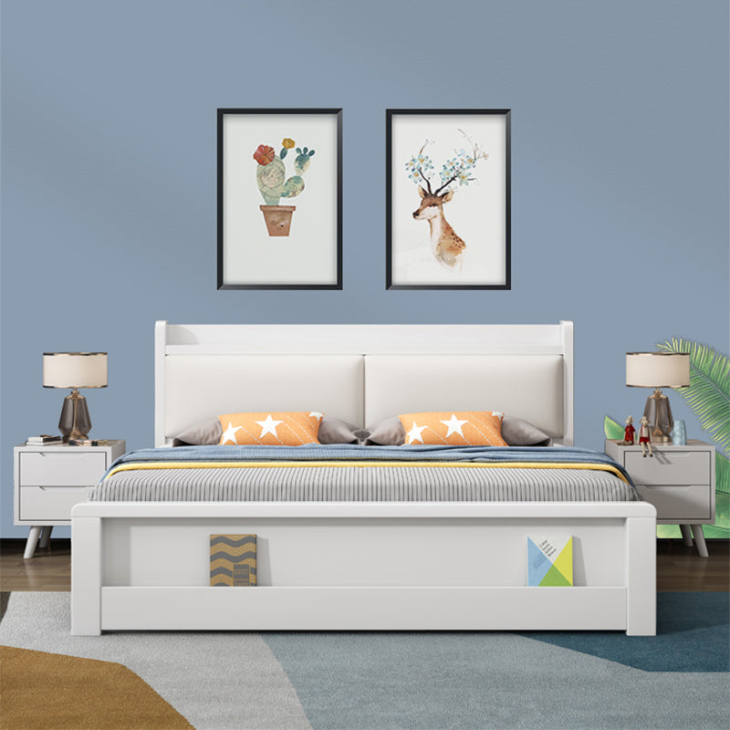 モダンウッドベッドの本棚には、寝室用のヘッドボード付きの標準的なベッドが含まれていました