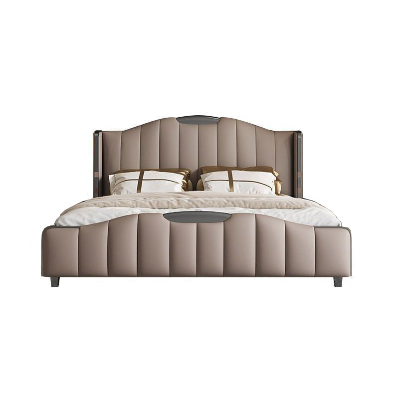 Glam Pine Wood avec tête de lit le matelas en panneau de camelback inclus Cadre de lit