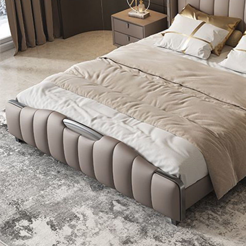 Glam Pine Wood avec tête de lit le matelas en panneau de camelback inclus Cadre de lit
