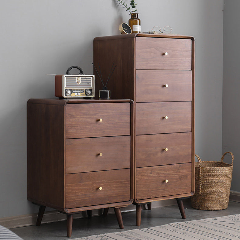 Mid-Century Modern Chest with Drawers and Straight Legs in Brown