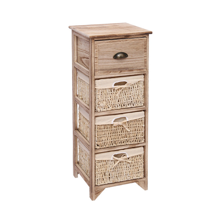Coffre d'accent contemporain avec des tiroirs et des paniers en naturel
