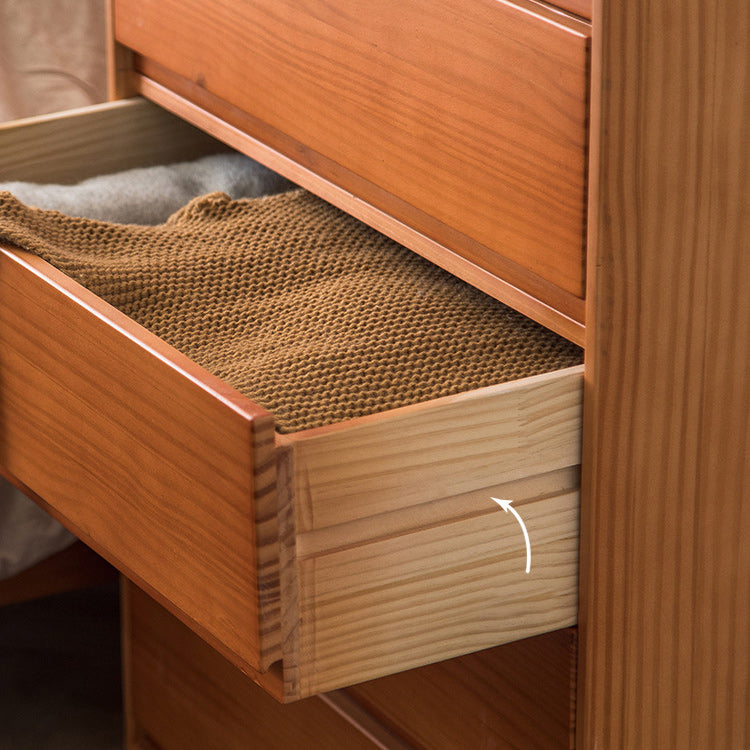 Mid-Century Modern Chest with 5 Drawers in Pine Wood Accent Chest Clearhalo 'Cabinets & Chests' 'cabinets_chests' 'furn' 'furn_cabinets_chests' 'Furniture' 'Living Room Furniture' 5980779