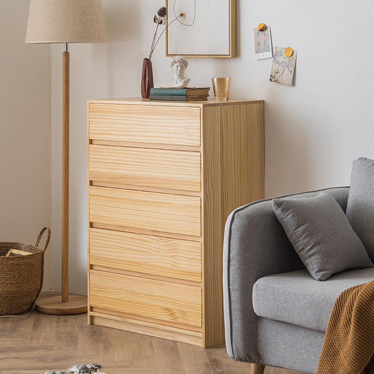 Mid-Century Modern Chest with 5 Drawers in Pine Wood Accent Chest Clearhalo 'Cabinets & Chests' 'cabinets_chests' 'furn' 'furn_cabinets_chests' 'Furniture' 'Living Room Furniture' 5980781