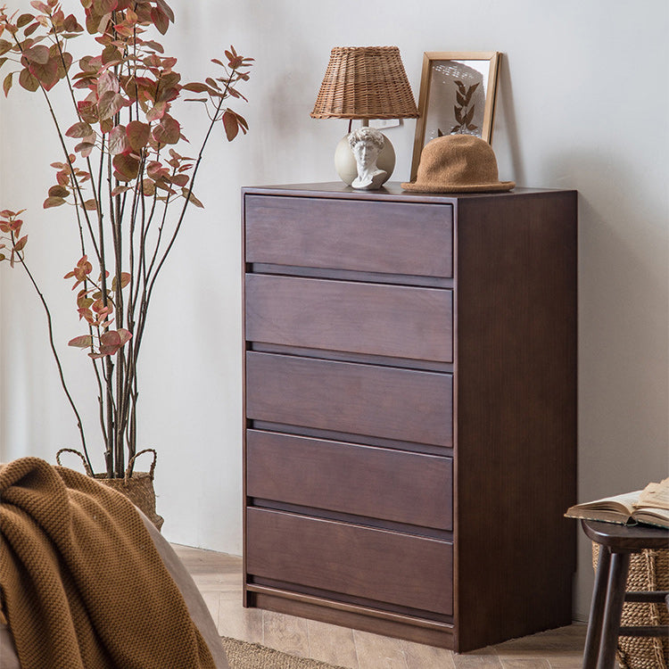 Mid-Century Modern Chest with 5 Drawers in Pine Wood Accent Chest Clearhalo 'Cabinets & Chests' 'cabinets_chests' 'furn' 'furn_cabinets_chests' 'Furniture' 'Living Room Furniture' 5980783