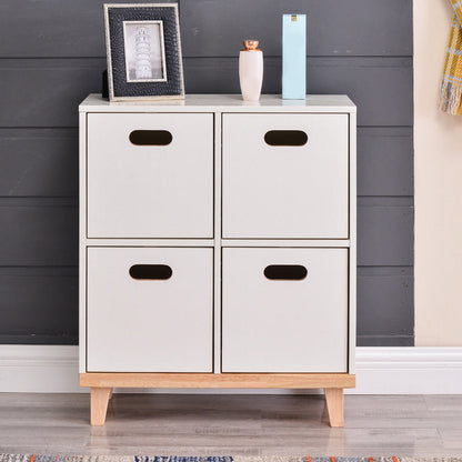 Contemporary Accent Cabinet with Withe Top and Natural Legs Cabinet