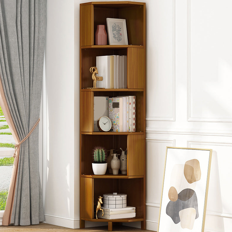 Mid-Century Modern Corner Cabinet with Shelves and Straight Legs in Brown Clearhalo 'Cabinets & Chests' 'cabinets_chests' 'furn' 'furn_cabinets_chests' 'Furniture' 'Living Room Furniture' 5980829