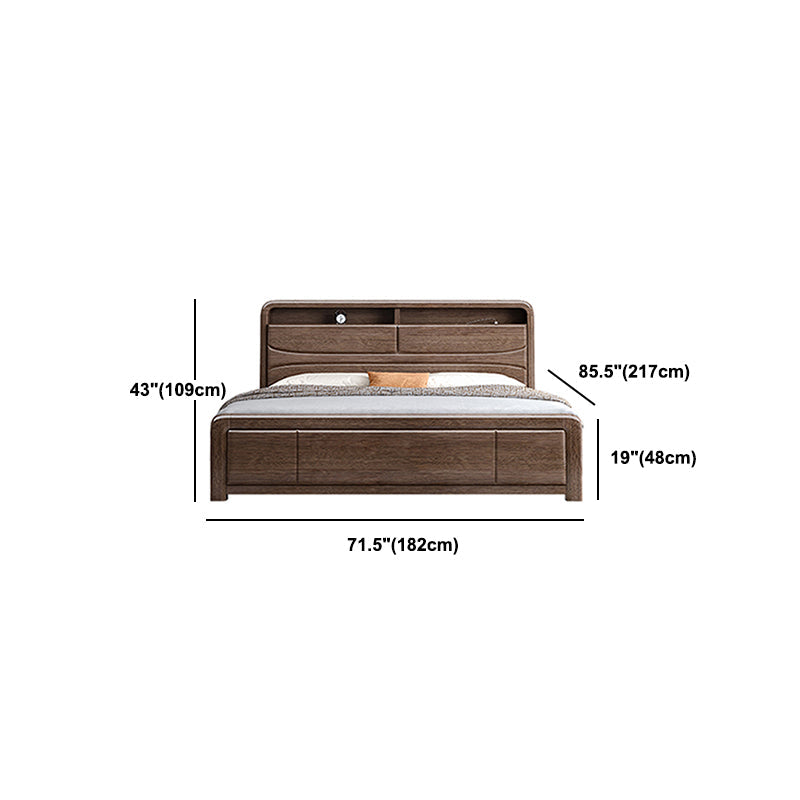 Traditional Wood Standard Bed Espresso Bed Frame with Headboard