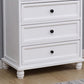 Contemporary White Accent Chest with Drawers and Solid Wood Bun Feet