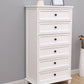 Contemporary White Accent Chest with Drawers and Solid Wood Bun Feet
