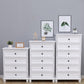 Contemporary White Accent Chest with Drawers and Solid Wood Bun Feet