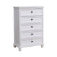 Contemporary White Accent Chest with Drawers and Solid Wood Bun Feet