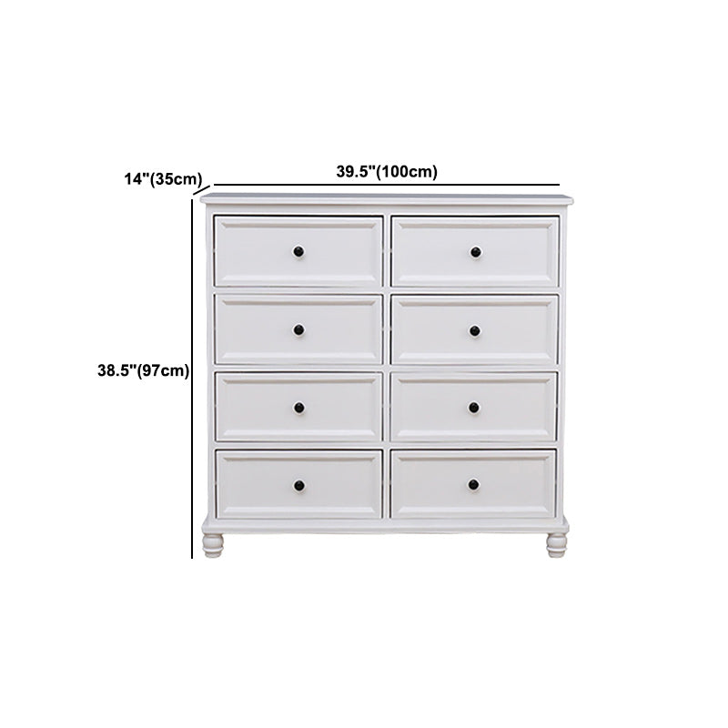 Contemporary White Accent Chest with Drawers and Solid Wood Bun Feet