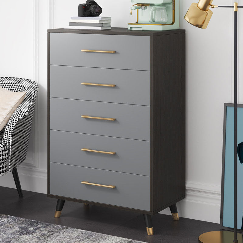 Grey Accent Chest with Solid Wood Straight Legs and Drawers Chest