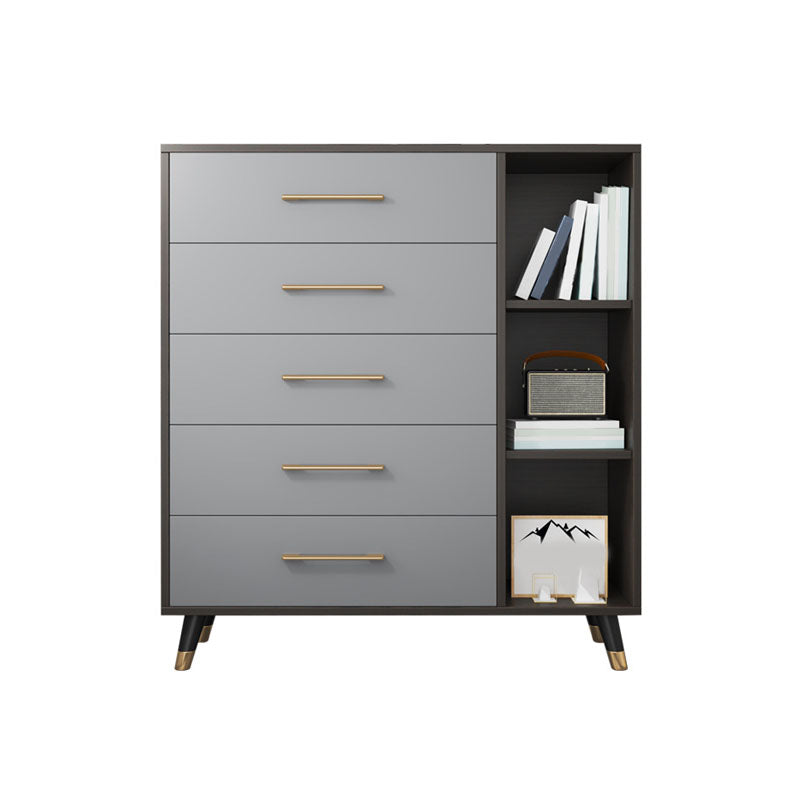 Grey Accent Chest with Solid Wood Straight Legs and Drawers Chest
