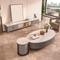 Glam Slate Coffee Table Oval Pedestal Coffee Table with Drawer Clearhalo 'Coffee & Accent Tables' 'Coffee Tables' 'coffee_tables' 'furn' 'furn_coffee_tables' 'Furniture' 'Living Room Furniture' 5980905