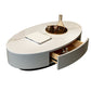 Glam Slate Coffee Table Oval Pedestal Coffee Table with Drawer Clearhalo 'Coffee & Accent Tables' 'Coffee Tables' 'coffee_tables' 'furn' 'furn_coffee_tables' 'Furniture' 'Living Room Furniture' 5980907