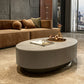 Glam Slate Coffee Table Oval Pedestal Coffee Table with Drawer Gray Clearhalo 'Coffee & Accent Tables' 'Coffee Tables' 'coffee_tables' 'furn' 'furn_coffee_tables' 'Furniture' 'Living Room Furniture' 5980910