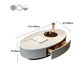 Glam Slate Coffee Table Oval Pedestal Coffee Table with Drawer Clearhalo 'Coffee & Accent Tables' 'Coffee Tables' 'coffee_tables' 'furn' 'furn_coffee_tables' 'Furniture' 'Living Room Furniture' 5980915