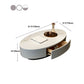 Glam Slate Coffee Table Oval Pedestal Coffee Table with Drawer Clearhalo 'Coffee & Accent Tables' 'Coffee Tables' 'coffee_tables' 'furn' 'furn_coffee_tables' 'Furniture' 'Living Room Furniture' 5980916