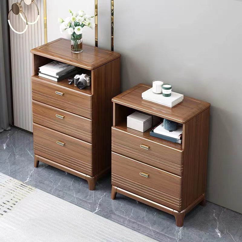 Mid-Century Modern Chest with 1 Shelf and Drawers and Legs in Walnut Clearhalo 'Cabinets & Chests' 'cabinets_chests' 'furn' 'furn_cabinets_chests' 'Furniture' 'Living Room Furniture' 5980918