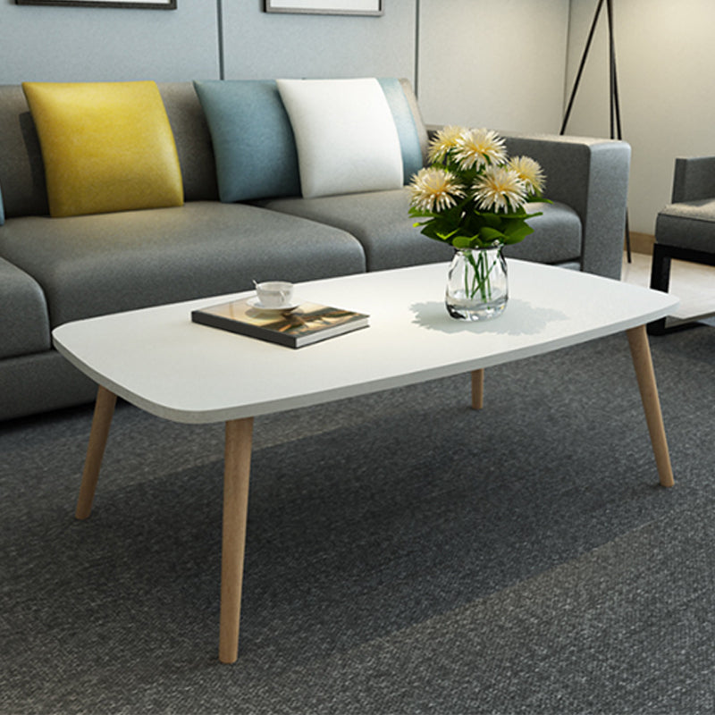 Rectangular Wood 4 Legs 1 Single Coffee Cocktail Table - 16.34" H