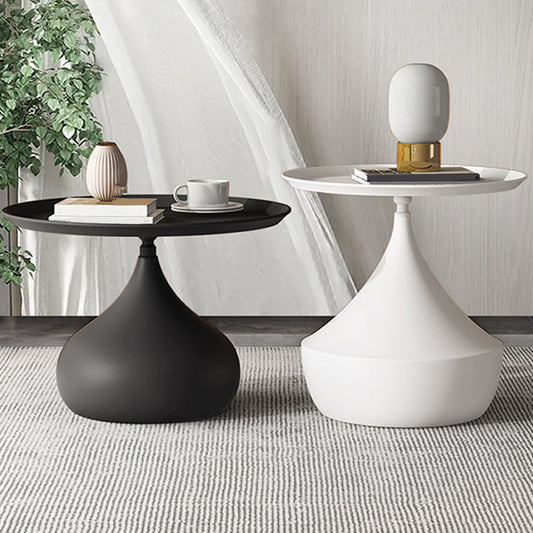 Tavolino in ferro rotondo della metà del secolo set da tavolo da cocktail vassoio piedistallo