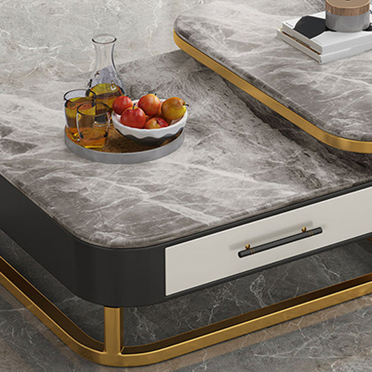 2 pezzi Tavolino in pietra Tavolino quadrati tavolo da cocktail set con archiviazione