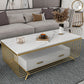 Rectangular Stone 4 Legs Coffee Cocktail Table with 2 Drawers Clearhalo 'Coffee & Accent Tables' 'Coffee Tables' 'coffee_tables' 'furn' 'furn_coffee_tables' 'Furniture' 'Living Room Furniture' 5981014