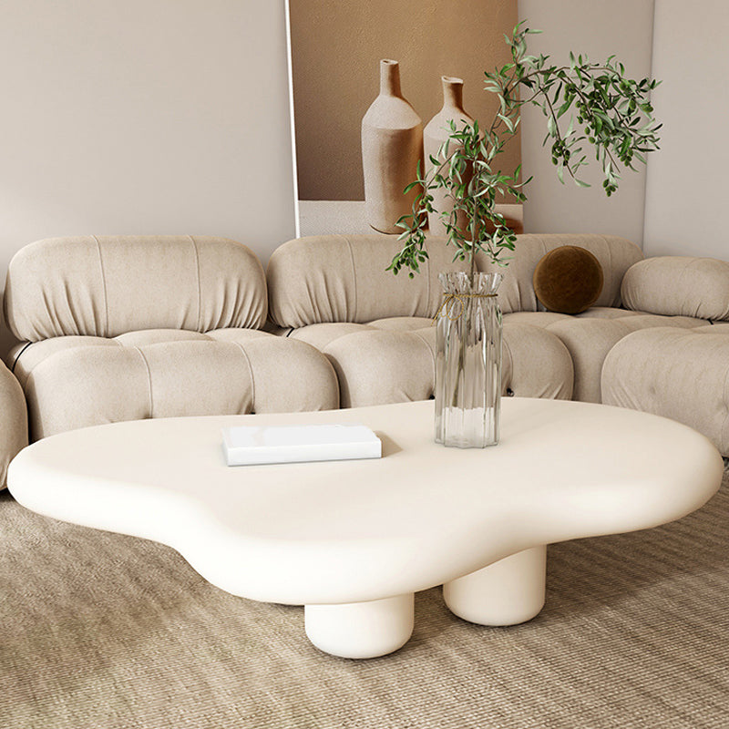 Scandinavian Coffee Table 4 Legs & Free form Wooden in White Clearhalo 'Coffee & Accent Tables' 'Coffee Tables' 'coffee_tables' 'furn' 'furn_coffee_tables' 'Furniture' 'Living Room Furniture' 5981036