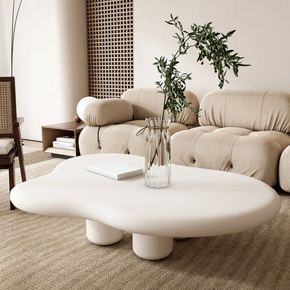 Scandinavian Coffee Table 4 Legs & Free form Wooden in White Clearhalo 'Coffee & Accent Tables' 'Coffee Tables' 'coffee_tables' 'furn' 'furn_coffee_tables' 'Furniture' 'Living Room Furniture' 5981037