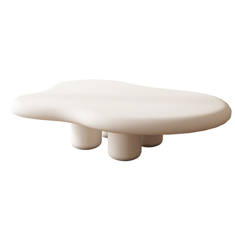 Scandinavian Coffee Table 4 Legs & Free form Wooden in White Clearhalo 'Coffee & Accent Tables' 'Coffee Tables' 'coffee_tables' 'furn' 'furn_coffee_tables' 'Furniture' 'Living Room Furniture' 5981038