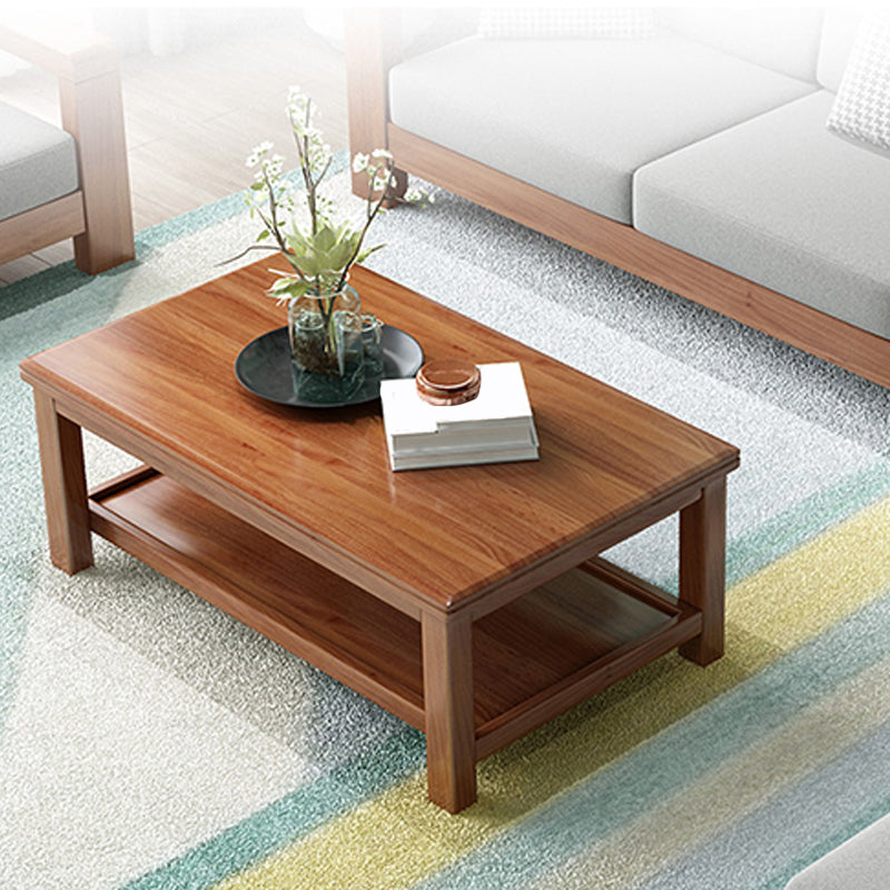 Solid Wood Coffee Table Scandinavian 4 Legs Cocktail Table with Storage Shelf Clearhalo 'Coffee & Accent Tables' 'Coffee Tables' 'coffee_tables' 'furn' 'furn_coffee_tables' 'Furniture' 'Living Room Furniture' 5981118