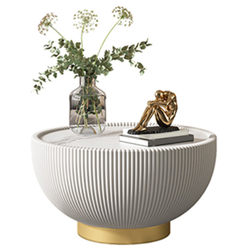 Stone Round Coffee Table Glam Pedestal Coffee Cocktail Table Set 27.5"L x 27.5"W x 14.5"H Clearhalo 'Coffee & Accent Tables' 'Coffee Tables' 'coffee_tables' 'furn' 'furn_coffee_tables' 'Furniture' 'Living Room Furniture' 5981151
