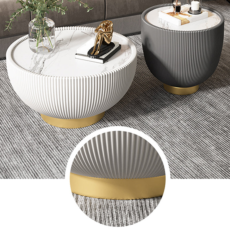 Stone Round Coffee Table Glam Pedestal Coffee Cocktail Table Set Clearhalo 'Coffee & Accent Tables' 'Coffee Tables' 'coffee_tables' 'furn' 'furn_coffee_tables' 'Furniture' 'Living Room Furniture' 5981161