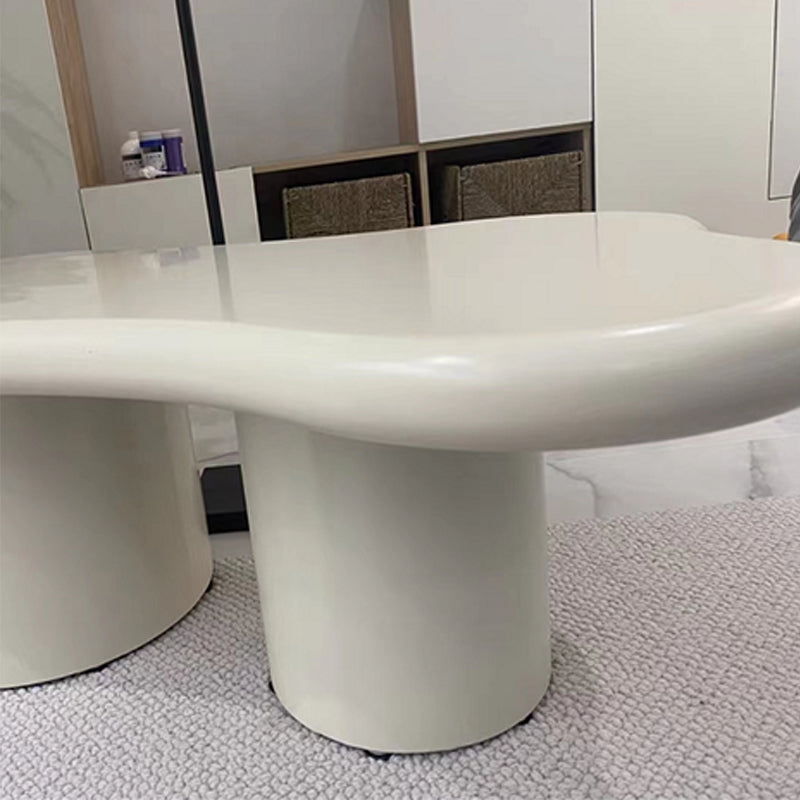 White Scandinavian Wood Coffee Table 2 Legs Irregular Cocktail Table Clearhalo 'Coffee & Accent Tables' 'Coffee Tables' 'coffee_tables' 'furn' 'furn_coffee_tables' 'Furniture' 'Living Room Furniture' 5981217