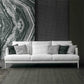 Black/White 3-seat Fabric Sofa Square Arm Sofa with Bolster Pillows