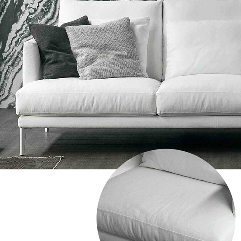 Black/White 3-seat Fabric Sofa Square Arm Sofa with Bolster Pillows