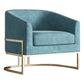 Blue Tuxedo Arm Sofa Contemporary Velvet Sofa with Metal Frame