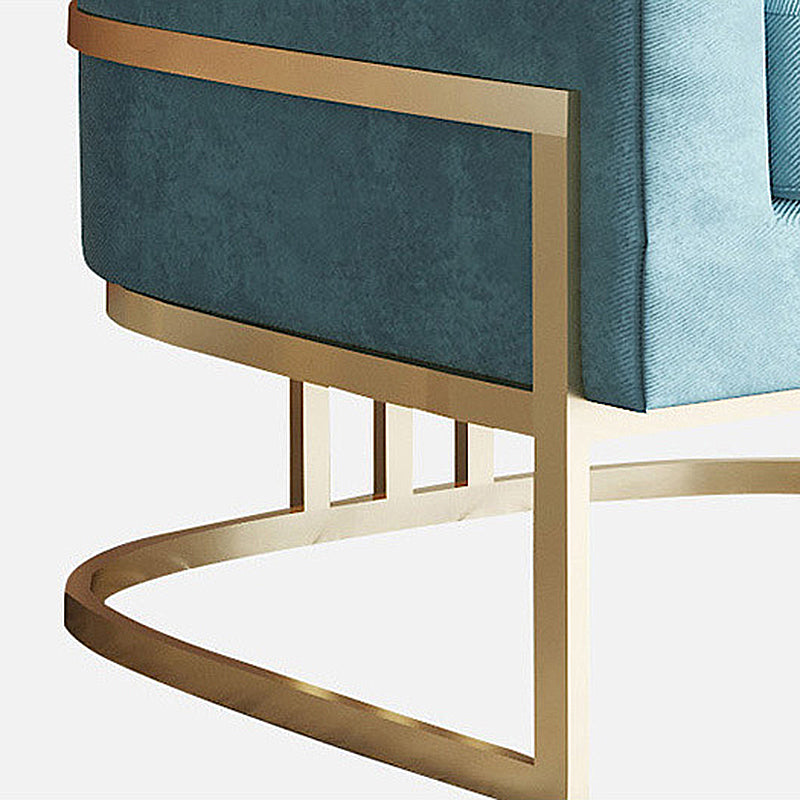 Blue Tuxedo Arm Sofa Contemporary Velvet Sofa with Metal Frame