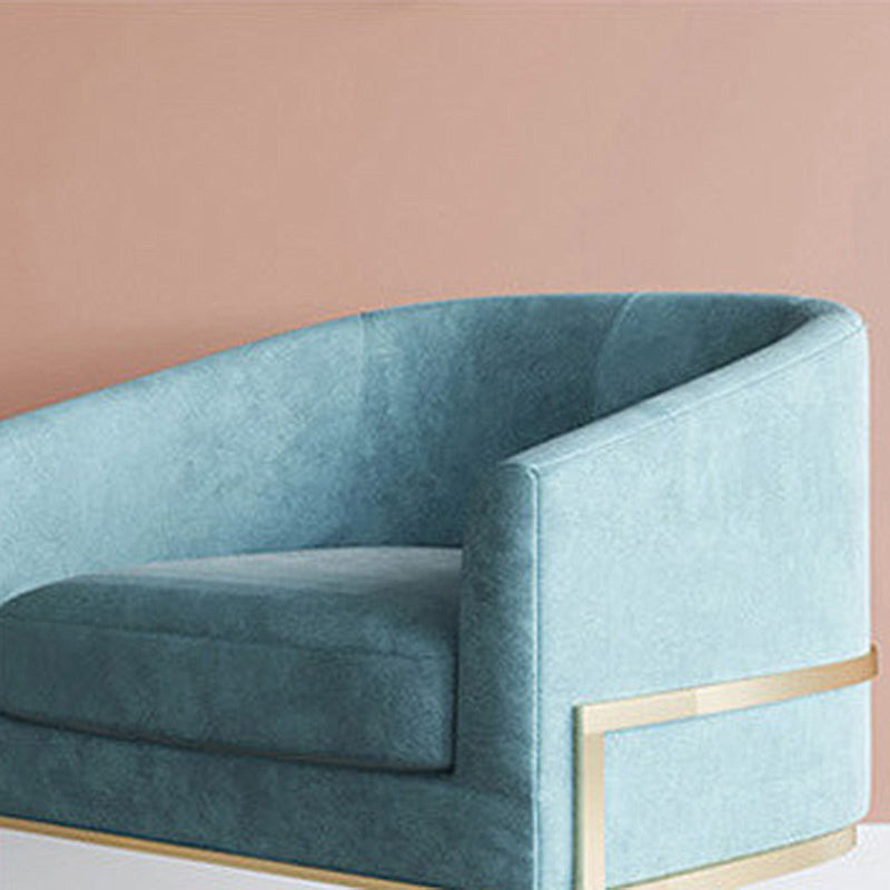 Blue Tuxedo Arm Sofa Contemporary Velvet Sofa with Metal Frame