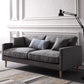 Fabric Slipcovered Sofa Dark Grey Square Arm Sofa with 3 Pillows