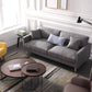 Fabric Slipcovered Sofa Dark Grey Square Arm Sofa with 3 Pillows